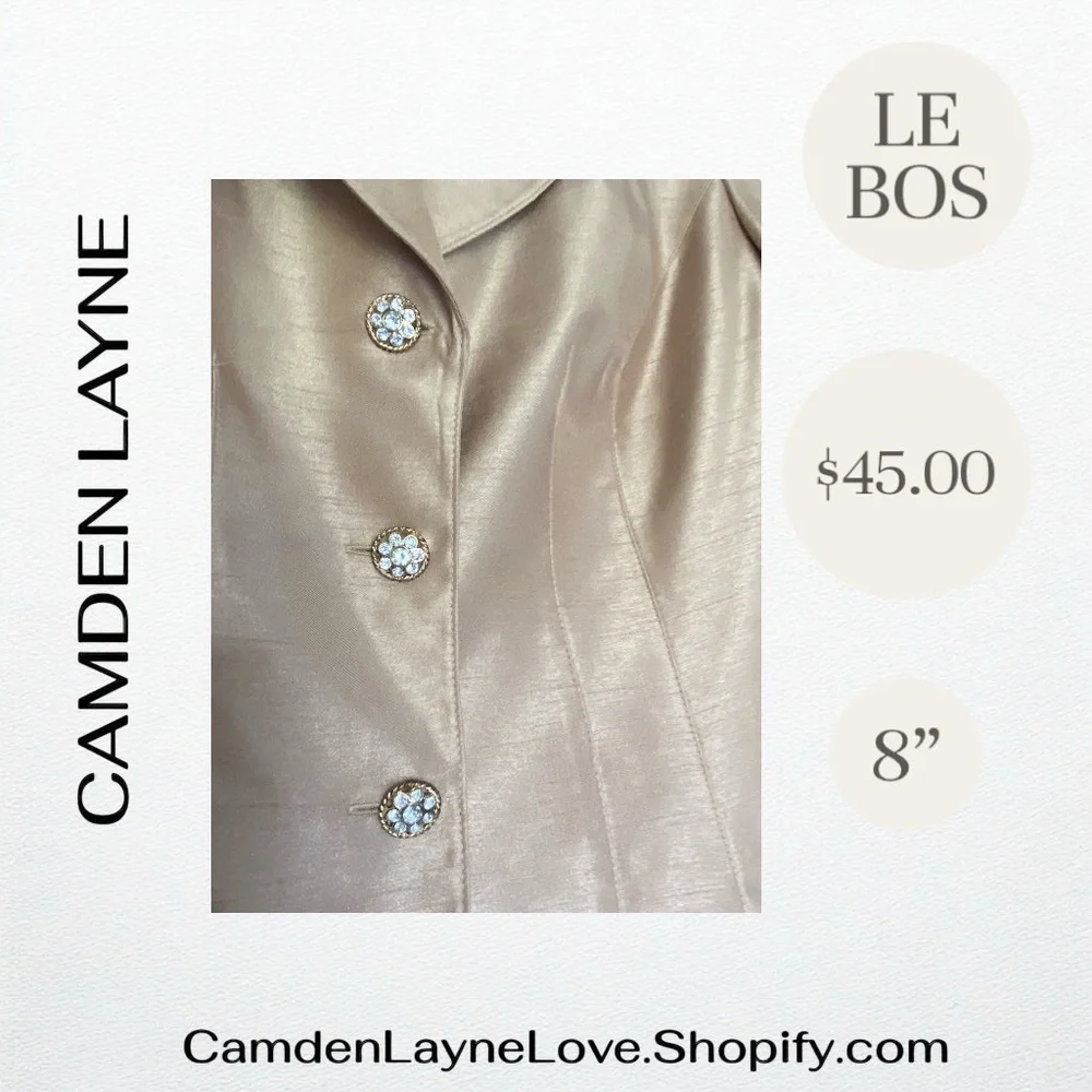 Le Bos Tan Blazer with Notched Lapel and Fitted Waist - Picture 6 of 8